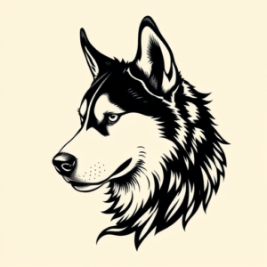 Blackwork Husky Tattoo