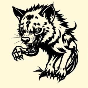 Blackwork Hyena Tattoo