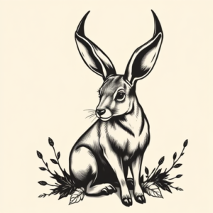 Blackwork Jackalope Tattoo