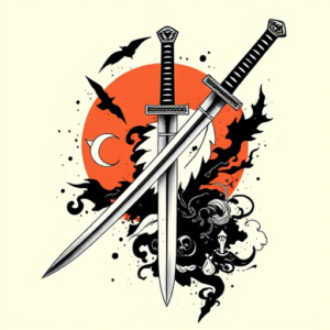 Blackwork Katana Tattoo