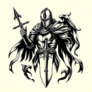 Blackwork Knight Tattoo