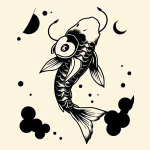 Blackwork Koi Tattoo