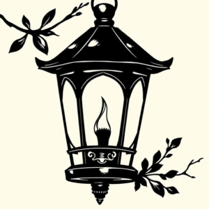 Blackwork Lantern Tattoo