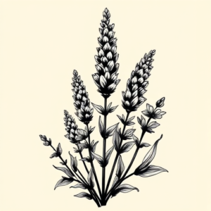 Blackwork Lavender Tattoo