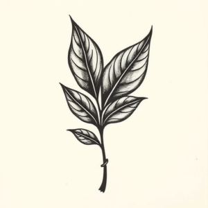 Blackwork Leaf Tattoo