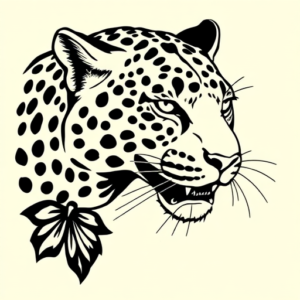 Blackwork Leopard Tattoo