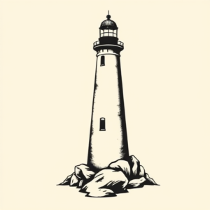 Blackwork Lighthouse Tattoo