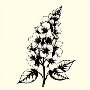 Blackwork Lilac Tattoo