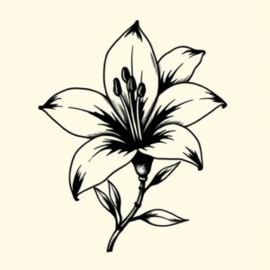 Blackwork Lily Tattoo