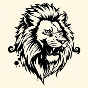 Blackwork Lioness Tattoo