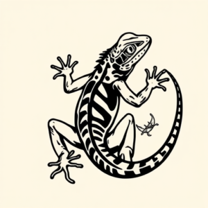 Blackwork Lizard Tattoo