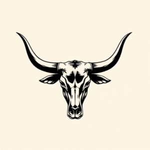Blackwork Longhorn Tattoo