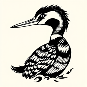 Blackwork Loon Tattoo
