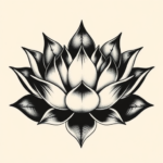 Blackwork Lotus Tattoo