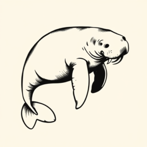 Blackwork Manatee Tattoo