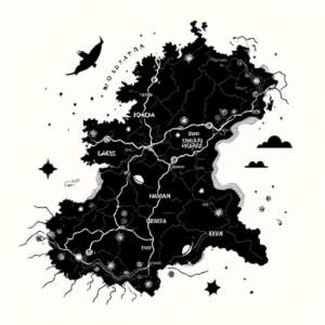 Blackwork Map Tattoo