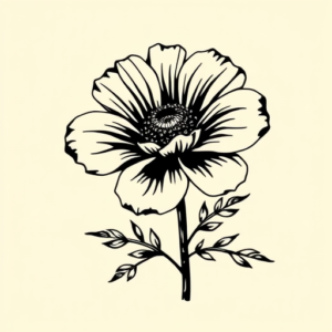 Blackwork Marigold Tattoo