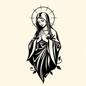 Blackwork Mary Tattoo