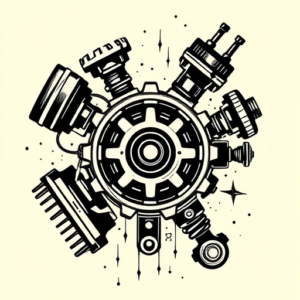 Blackwork Mechanic Tattoo