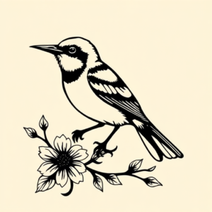 Blackwork Mockingbird Tattoo