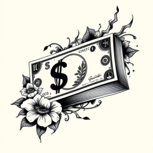 Blackwork Money Tattoo