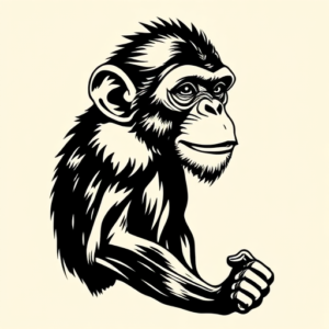 Blackwork Monkey Tattoo