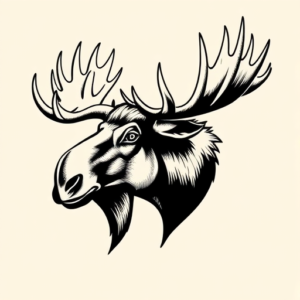 Blackwork Moose Tattoo