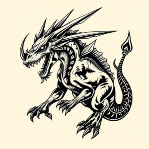 Blackwork Mythosaur Tattoo