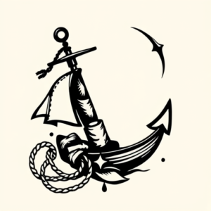 Blackwork Nautical Tattoo