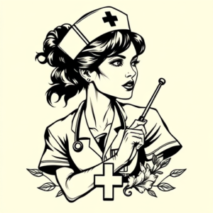Blackwork Nurse Tattoo