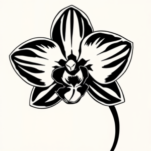 Blackwork Orchid Tattoo