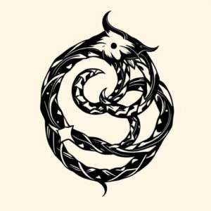 Blackwork Ouroboros Tattoo