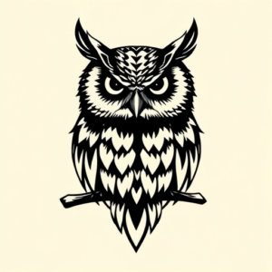 Blackwork Owl Tattoo