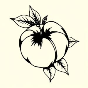 Blackwork Peach Tattoo