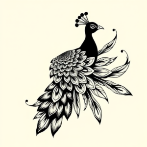 Blackwork Peacock Tattoo