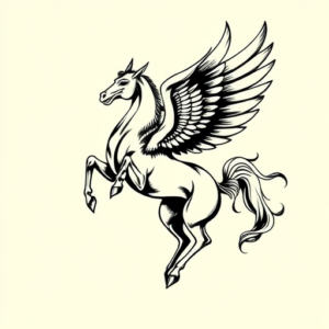 Blackwork Pegasus Tattoo