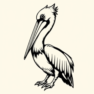 Blackwork Pelican Tattoo