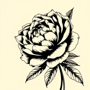 Blackwork Peony Tattoo