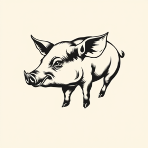 Blackwork Pig Tattoo