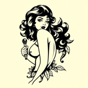 Blackwork Pinup Tattoo