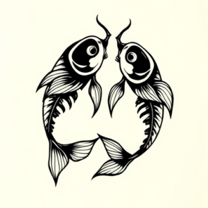 Blackwork Pisces Tattoo