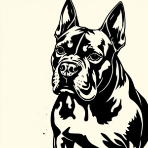 Blackwork Pitbull Tattoo