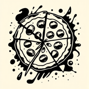 Blackwork Pizza Tattoo