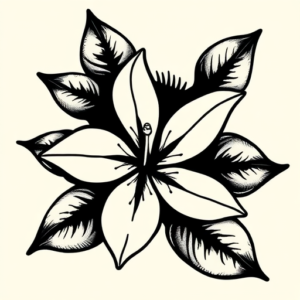 Blackwork Plumeria Tattoo