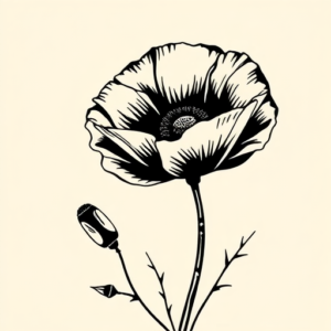 Blackwork Poppy Tattoo