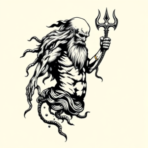 Blackwork Poseidon Tattoo