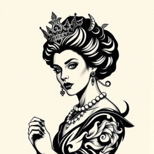 Blackwork Queen Tattoo