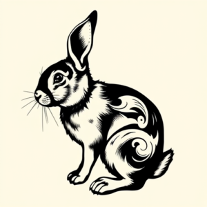 Blackwork Rabbit Tattoo