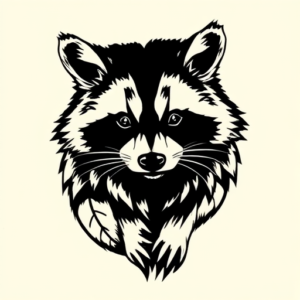 Blackwork Raccoon Tattoo