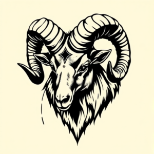 Blackwork Ram Tattoo